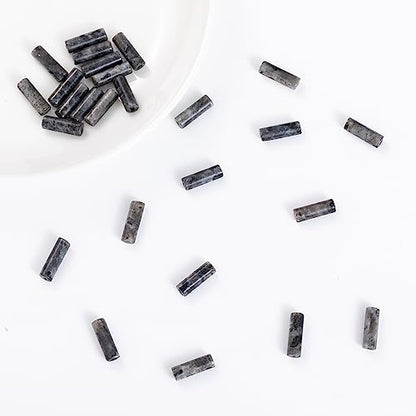 Natural Black Spectrolite Cylinder Tube Beads 4x13mm 38cm (28 Count)