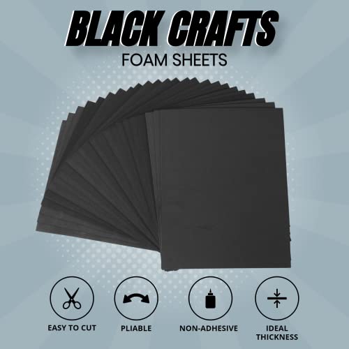24 Ct Sheets Black EVA Cosplay Foam in 9” x 12’’ Sheets; High Density Thick Foam 85 kg