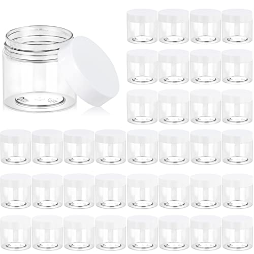 36 Pack 2 OZ Plastic Jars Clear Cosmetic Container with Lids (36 Count)