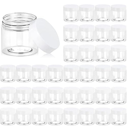 36 Pack 2 OZ Plastic Jars Clear Cosmetic Container with Lids (36 Count)