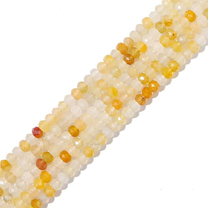 Natural Yellow Jade Beads 4x2mm 120pcs Faceted Rondelle Loose Semi Gemstone Beads for Jewelry Making Design (120 Count)