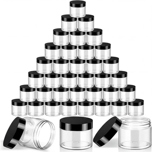 36 Pieces Plastic Jars with Lids Round Clear Container Leak Proof Airtight Cosmetic Small Empty Jars for Lotions Ointments Travel Toiletries Creams Make up Storage (36 Count)