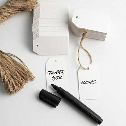 200 PCS Paper Gift Tags with Free 200 PCS Cotton Strings (200 Count)