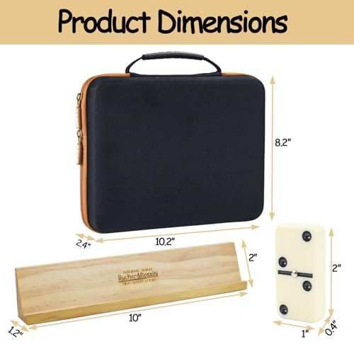 Dominos Set for Adults with 4 Domino Racks Double Six Dominoes Set in Portable Case with 4 Wooden Domino Holders in EVA Hard Case Sturdy and Easy to Carry Ideal Gift Present