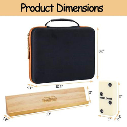 Dominos Set for Adults with 4 Domino Racks Double Six Dominoes Set in Portable Case with 4 Wooden Domino Holders in EVA Hard Case Sturdy and Easy to Carry Ideal Gift Present