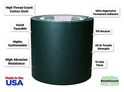 4 Inch Forest Green Book Repair Cloth Tape 15 Yard Roll
