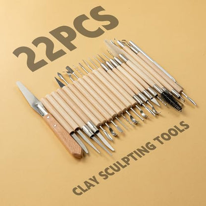 22PCS Wooden Pottery Sculpting Tools