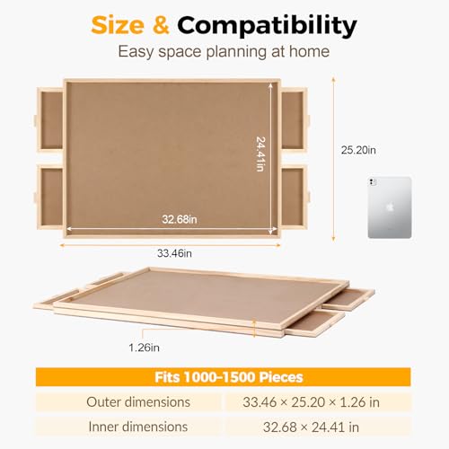 1500 Pieces Rotating Puzzle Board with 4 Drawers