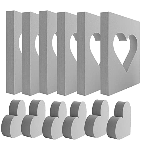 6 Pcs Heart Cut Stamping Foam Grey Moldable Foam Stamps Plastic Dry Foam Stamp Pad Cut and Dry Foam Stamping Foam Block for Sculpture