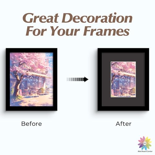 Mat Board Center 50 Pack 8x10 Picture Mat for 5x7 Photo Black