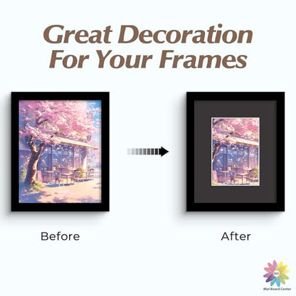 Mat Board Center 50 Pack 8x10 Picture Mat for 5x7 Photo Black