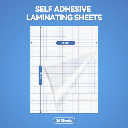 36 Sheets Transparent Laminate Sheets Self Adhesive Laminating Sheets (36 Count)