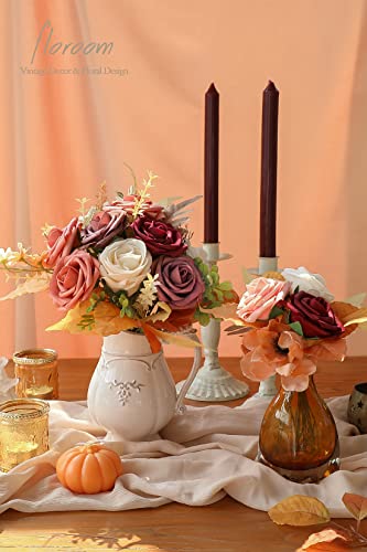 Artificial Flowers 25pcs Real Looking Burgundy Ombre Colors Foam Fake Roses with Stems for DIY Red Wedding Bouquets Bridal Shower Centerpieces Floral Arrangements Party Tables Home Decorations (25 Count)