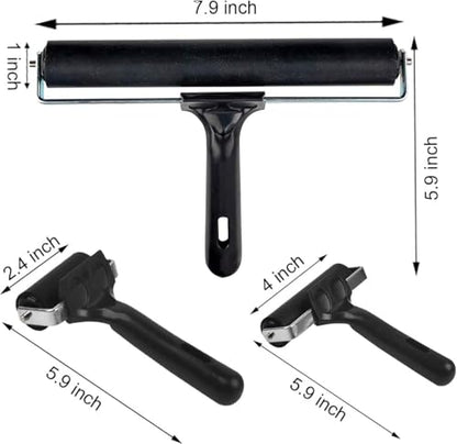 3 Pack Brayer Rollers for Crafting Vinyl Rubber Roller Brayers