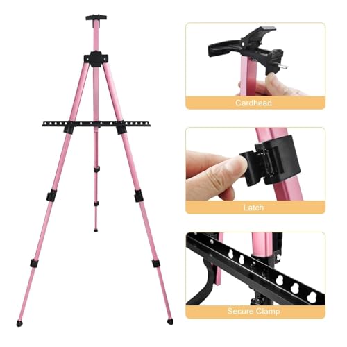 Pink 17 66 Inch Adjustable Art Easel Stand for Painting and Sign