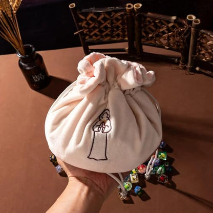 Large DND Dice Bag with Pockets Beige Storage Bag for D&D RPG Games