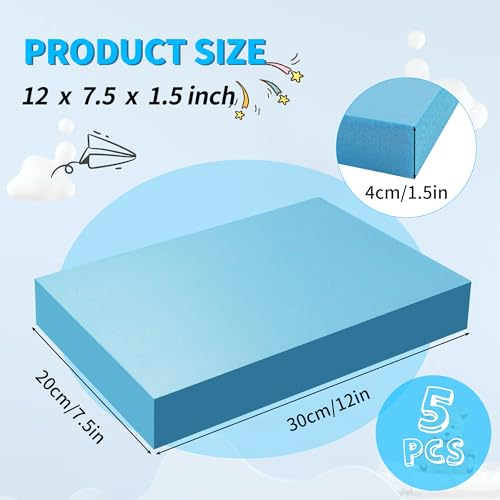 Blue 5 Pack 12x7.5x1.5 inch Foam Sheets 1.5 Inch Thick