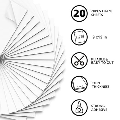 White Self Adhesive Foam Sheets (20 Count)
