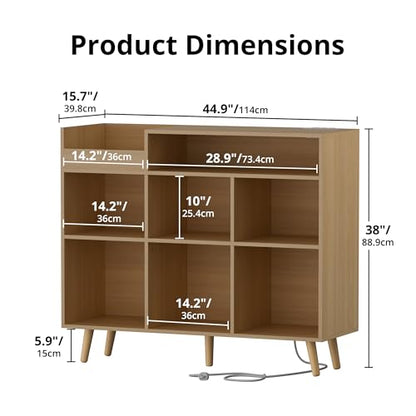 Large Record Player Stand with Vinyl Storage Cabinet