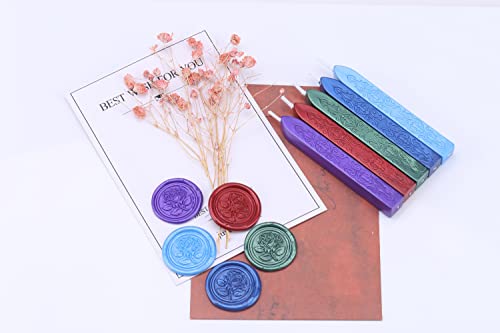 5 Color Sealing Wax Sticks with Wicks for Wax Seal Stamp (5 Count)