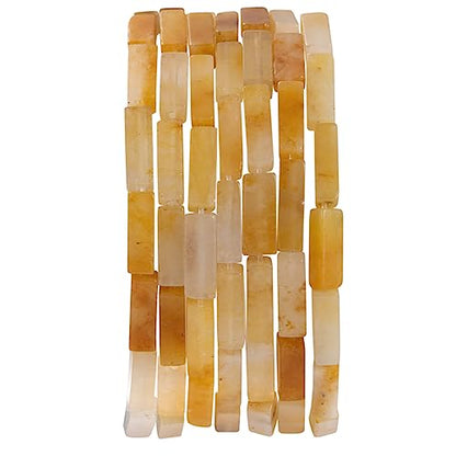 Natural Yellow Jade Rectangle Tube Beads 4x13mm 38cm (28 Count)
