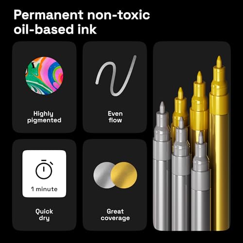 6 Gold & Silver Metallic Acrylic Paint Pens (6 Count)