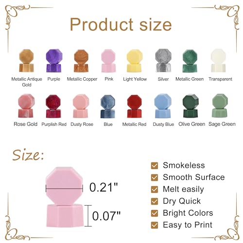 360Pcs Rose Gold Sealing Wax Beads with 2 Spoons and 4Pcs Tea Candles for Wax Seal Stamps (360 Count)