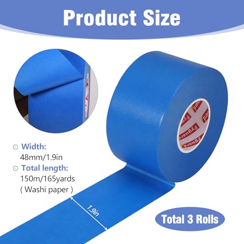3 Rolls Painters Tape 2 Inch Wide Blue Painters Tape for Wall Painting (3 Count)
