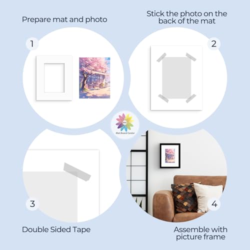 Mat Board Center 50 Pack 8x10 Picture Mat for 5x7 Photo White
