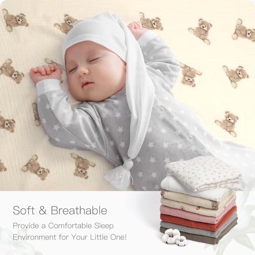 Organic Pack and Play Sheets Fitted 38”x26” 100% Muslin Cotton (2 Count)