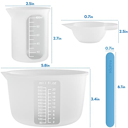 Large Silicone Resin Measuring Cups Tool Kit (20 Fl Oz)