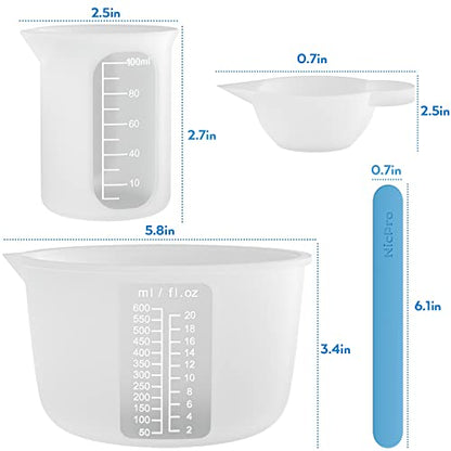 Large Silicone Resin Measuring Cups Tool Kit (20 Fl Oz)