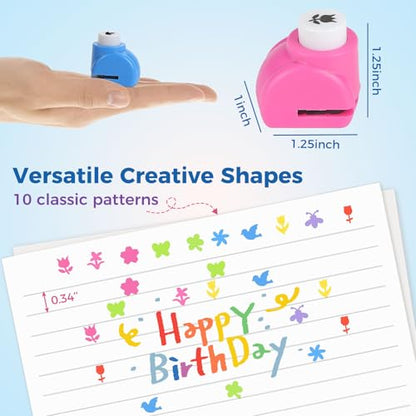 10PCS Flower Shaped Craft Hole Punch Set for DIY Crafting (10 Count)