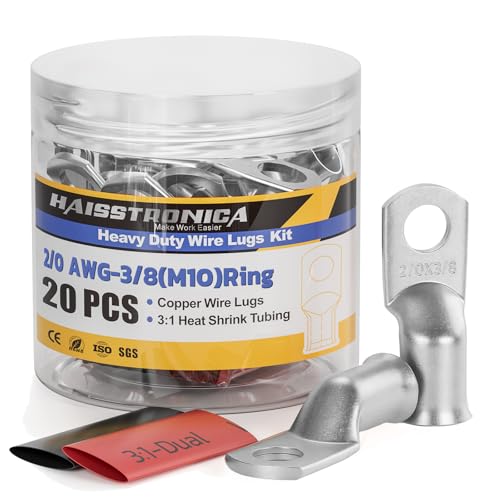 20PCS Battery Cable Lug & Heat Shrink Kit 2 (10 Count)