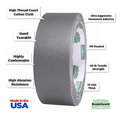 1-1/2 Inch Gray Bookbinding Repair Tape, 15 Yard Roll