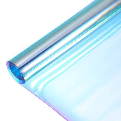 Holographic Clear PVC Vinyl Film Holographic PVC Fabric Waterproof Dichroic Film 12 x 48 Inch for Handbags Bows Earrings DIY Craft