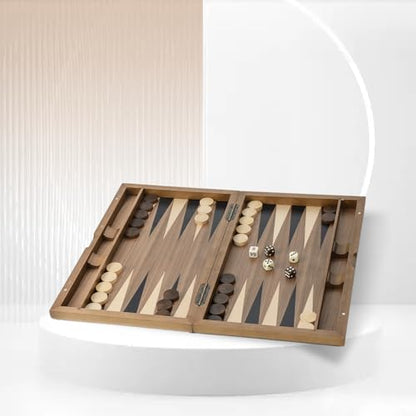 GSE Premium Wooden Inlay Backgammon Board Set