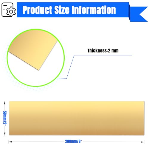 Brass Sheet 2" x 8" 2mm Thick