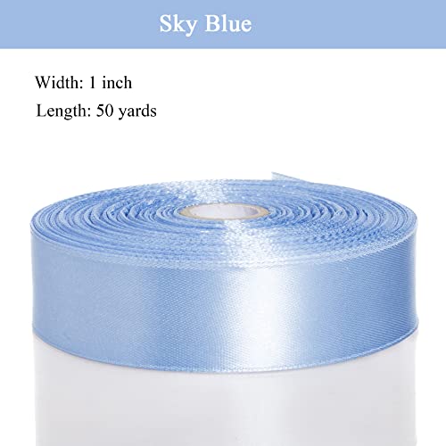1 Inch Sky Blue Solid Satin Ribbon for Gift Wrapping