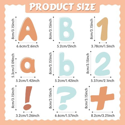 221 Pcs Retro Boho Bulletin Board Letters for Classroom Wall (225 Count)