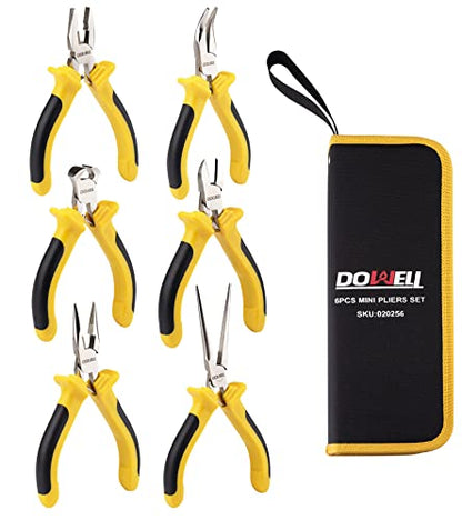 6 Pcs Mini Pliers Set for Making Crafts Repairing with Pouch (6 Count)
