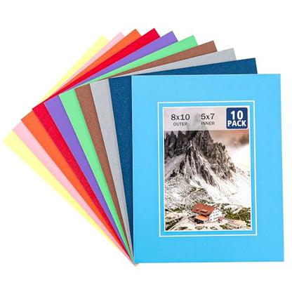 10 Pack Acid Free Colorful Picture Frame Mats