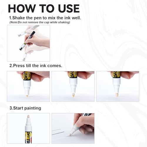 2 White Permanent Paint Markers for Fabric Rock Craft Diy Painting Medium Tip Oil Based Waterproof (2 Count)