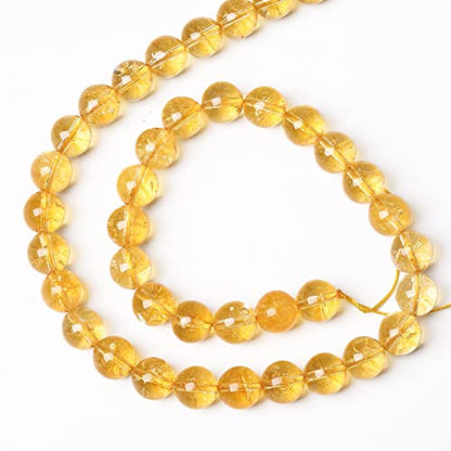 8mm 45Pcs Natural Citrine Beads for Jewelry Making Gemstone Round Loose Beads DIY Bracelet Necklace (16 Count)