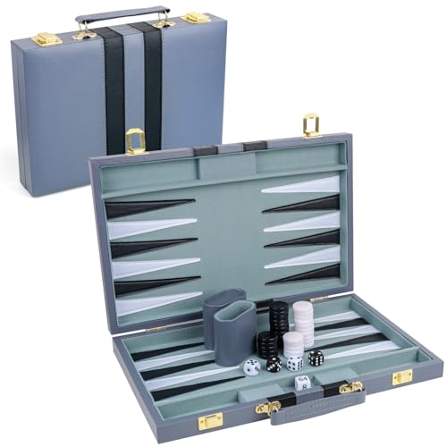 Backgammon Set 2 Players Classic Backgammon Sets for Adults Board Game with PU Leather Case Portable and Travel Backgammon Set