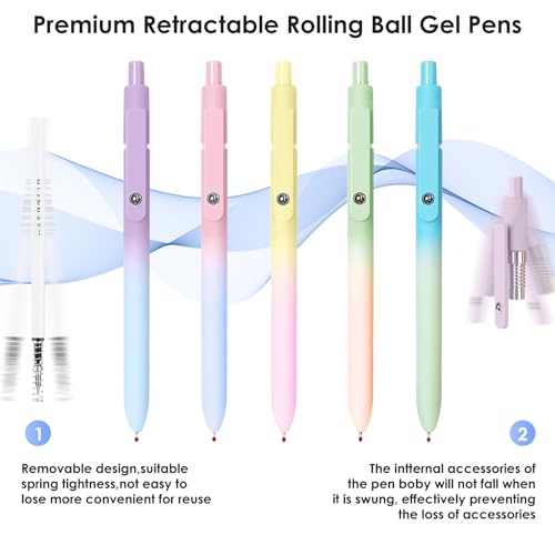 Gel Pens 5pcs 0.7mm Quick Dry Black Ink Fine Point Pens With Smooth Writing (5 Count)