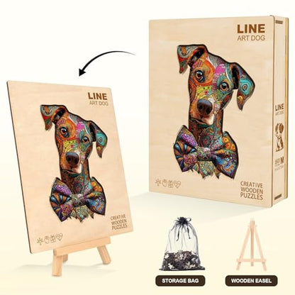 Dog Puzzles Colorful Mandala Unique Abstract Puppy Puzzle Adults Gifts for Women Men Wooden 175 Pieces 13.4 * 9.1in Wall Art Decor