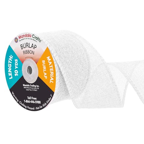 2 1 2 Inch Wide White Burlap Ribbon for Crafts (16 Count)