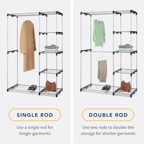 Double Rod Freestanding Closet Organizer