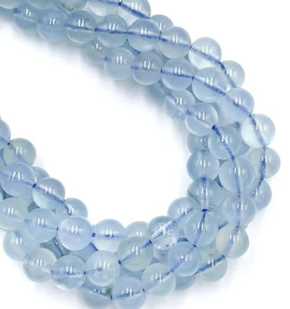 70pcs Adabele Grade A Natural Blue Aquamarine Gemstone 10mm Round Beads (68 Count)